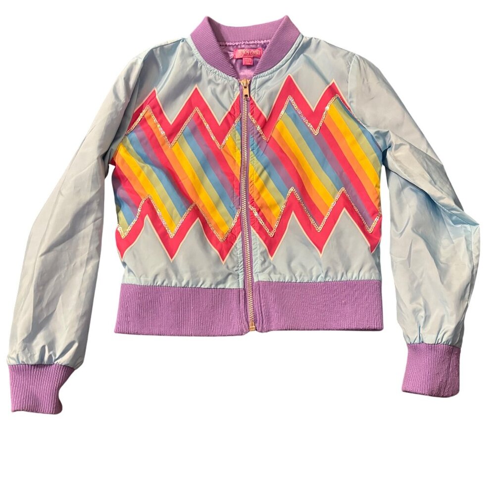 Jojos Closet Rainbow Chevron Bomber Jacket Girla 4/5 XS